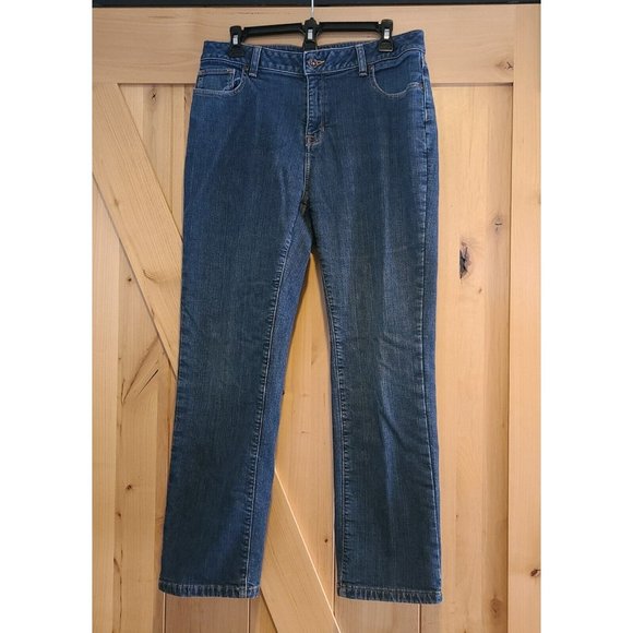 LL Bean Womens Flannel Lined Jeans Size 12 Reg Classic Fit 2 pair Lot - Picture 2 of 16